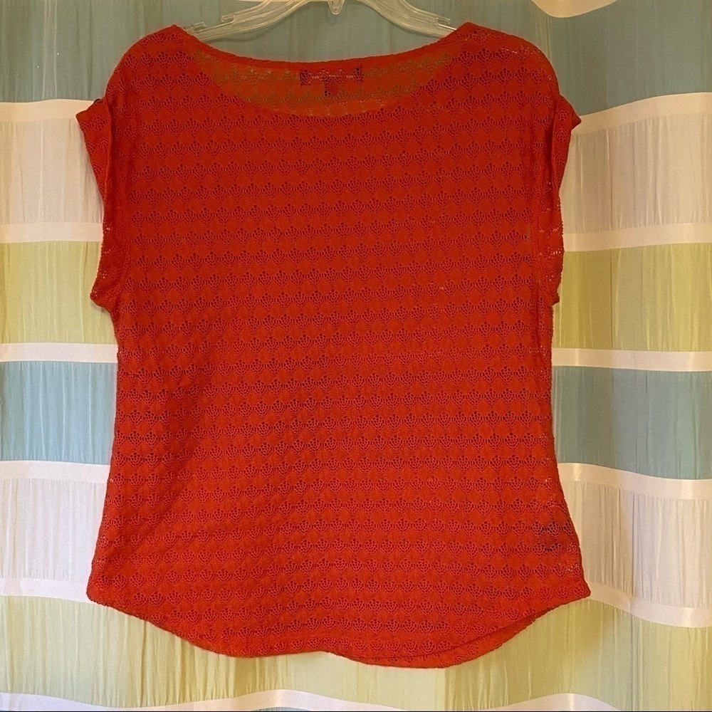 Sanctuary Knit Lace Rust Top Sz XS - Picture 6 of 7